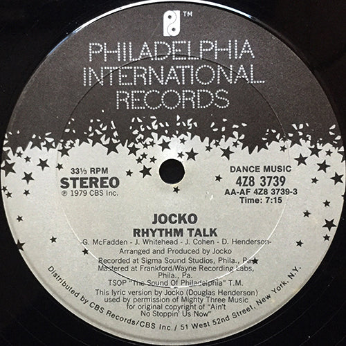 JOCKO // RHYTHM TALK (7:15) / AIN'T NO STOPPIN' US NOW (INSTRUMENTAL) (8:00)