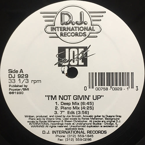 JOE SMOOTH // I'M NOT GIVIN' UP (3VER) / ONE MOMENT IN LOVE (2VER)