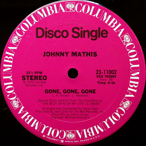 JOHNNY MATHIS // BEGIN THE BEGUINE (8:28) / GONE, GONE, GONE (6:30)