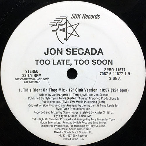 JON SECADA // TOO LATE, TOO SOON (6VER)