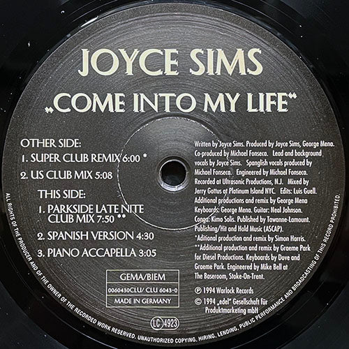 JOYCE SIMS // COME INTO MY LIFE (1994 REMIX) (5VER)