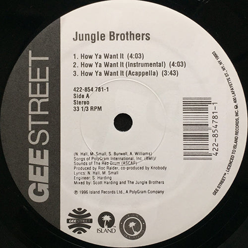 JUNGLE BROTHERS // HOW YA WANT IT (3VER) / THE JUNGLE, THE BROTHER (3VER)