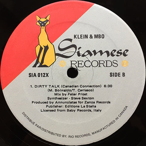 KLEIN & MBO // DIRTY TALK (7:14) / (DUB MIX) (8:24) / (CANADIAN CONNECTION) (6:30)