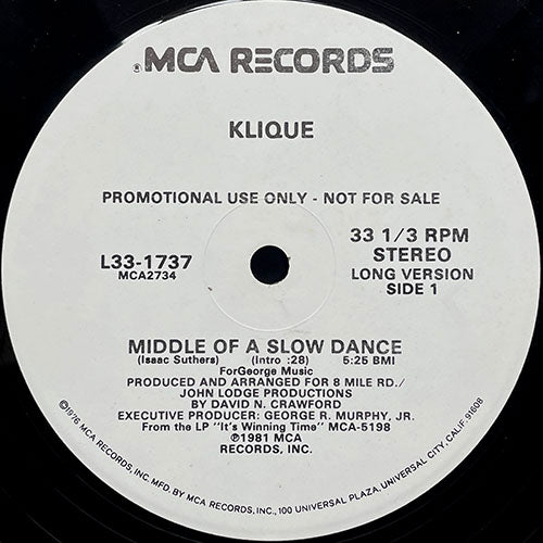 KLIQUE // MIDDLE OF A SLOW DANCE (5:25/3:26)