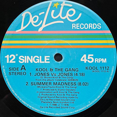KOOL & THE GANG // JONES VS JONES (4:18) / SUMMER MADNESS (LIVE) (8:02) / FUNKY STUFF (5:04) / HOLLYWOOD SWINGING (4:35)