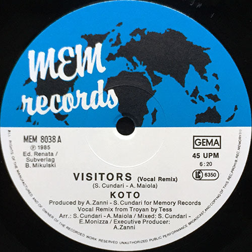 KOTO // VISITORS (VOCAL REMIX) (6:20) / (ALIEN VERSION) (6:12)