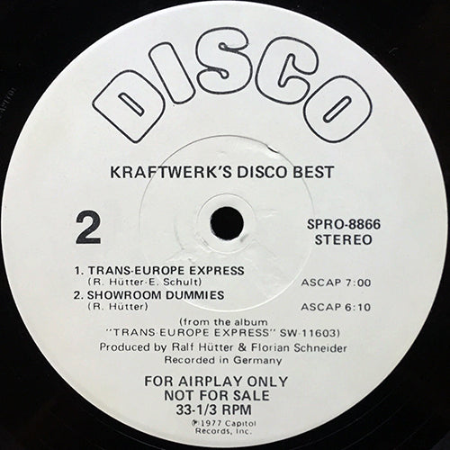 KRAFTWERK // KRAFTWERK'S DISCO BEST (EP) inc. THE ROBOTS (6:11) / NEON LIGHTS (9:03) / TRANS-EUROPE EXPRESS (7:00) / SHOWROOM DUMMIES (6:10)