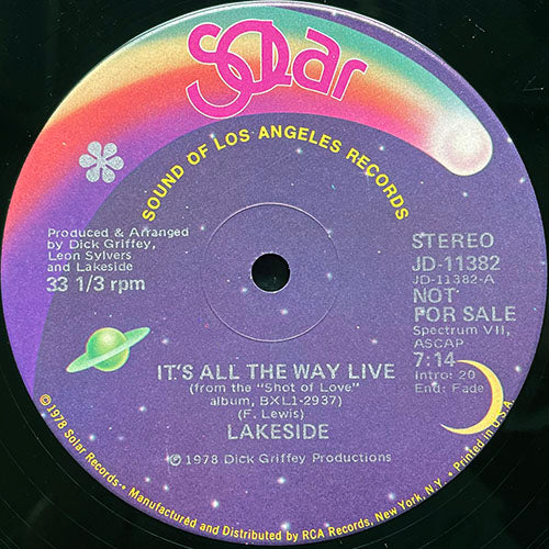 LAKESIDE // IT'S ALL THE WAY LIVE (7:14) / GIVEN IN TO LOVE (5:10)