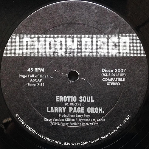 LARRY PAGE ORCHESTRA // EROTIC SOUL (7:11) / I'M HOOKED ON YOU (5:06)