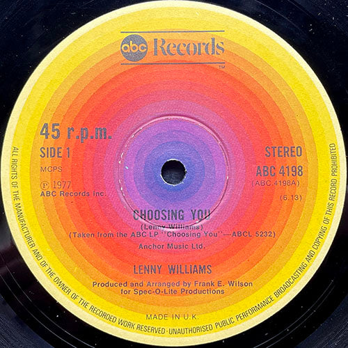 LENNY WILLIAMS // CHOOSING YOU (6:13) / TRUST IN ME (4:14)