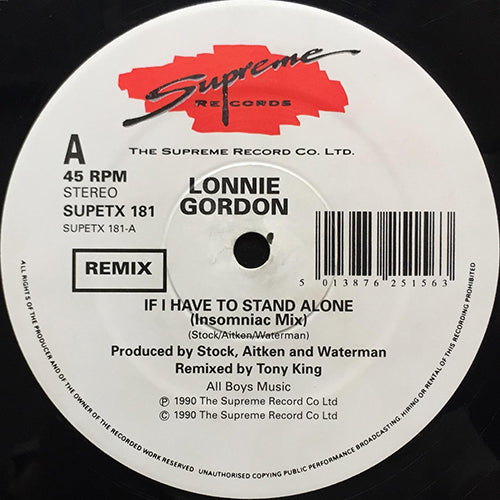 LONNIE GORDON // IF I HAVE TO STAND ALONE (INSOMNIAC MIX) / (TUESDAY MIX)