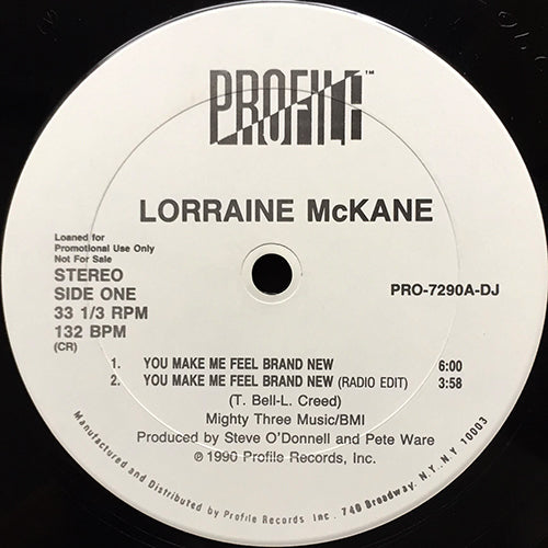 LORRAINE McKANE // YOU MAKE ME FEEL BRAND NEW (6:00/3:58) / THE ALAMO (3:40)