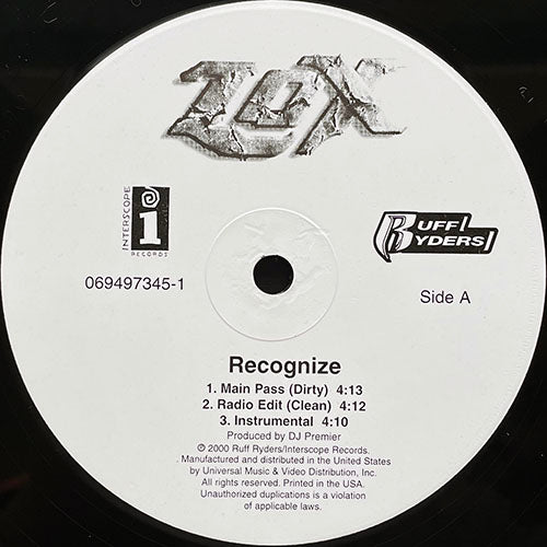 LOX // RECOGNIZE (3VER) / SCREAM L.O.X. (2VER) / U TOLD ME feat. EVE (2VER)