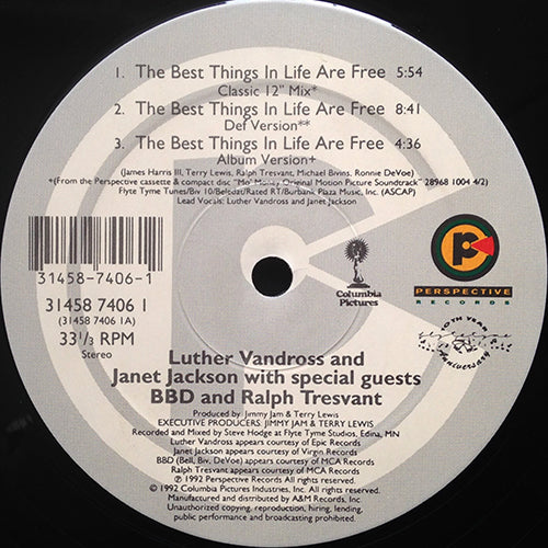 LUTHER VANDROSS & JANET JACKSON // THE BEST THINGS IN LIFE ARE FREE (CJ MACKINTOSH, DAVID MORALES & FRANKIE KNUCKLES REMIX) (6VER)
