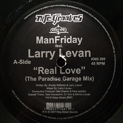 MAN FRIDAY feat. LARRY LEVAN // REAL LOVE (THE PARADISE GARAGE MIX) / (THE CHOICE MIX)