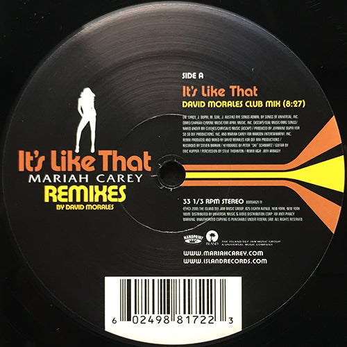 MARIAH CAREY // IT'S LIKE THAT (DAVID MORALES CLUB MIX) (8:27) / (STEREO EXPERIENCE) (10:45)