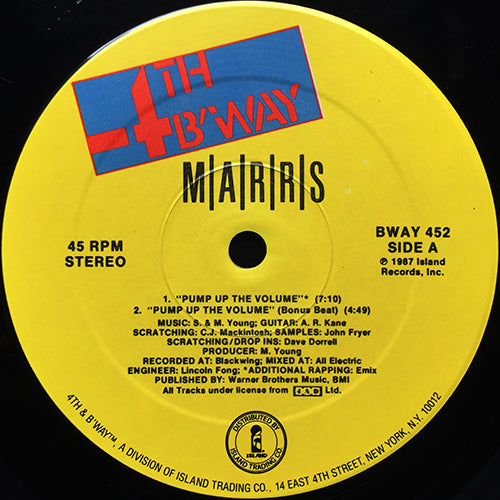 MARRS // PUMP UP THE VOLUME (7:10) / (BONUS BEAT) (4:49) / (INST) (5:04) / ANITINA (FIRST TIME I SEE SHE DANCE) (4:20)
