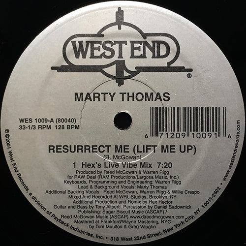 MARTY THOMAS // RESURRECT ME (LIFT ME UP) (TIMMY REGISFORD & BLAZE REMIX) (4VER)