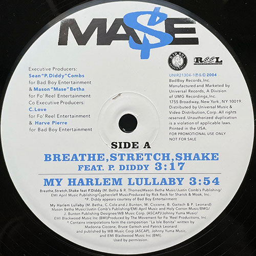 MASE // WELCOME BACK TO THE CLUB (EP) inc. BREATHE, STRETCH, SHAKE / MY HARLEM LULLABY / WELCOME BACK / KEEP IT ON
