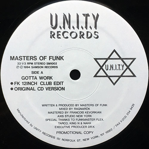 MASTERS OF FUNK // GOTTA WORK (3VER) / YOU GOT IT GOING ON