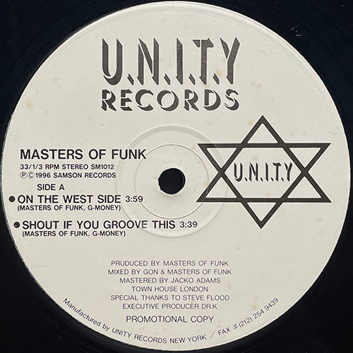 MASTERS OF FUNK // ON THE WEST SIDE / SHOUT IF YOU GROOVE THIS / KOOL LIKE OTIS (2VER)