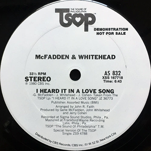 McFADDEN & WHITEHEAD // I HEARD IT IN A LOVE SONG (6:43)