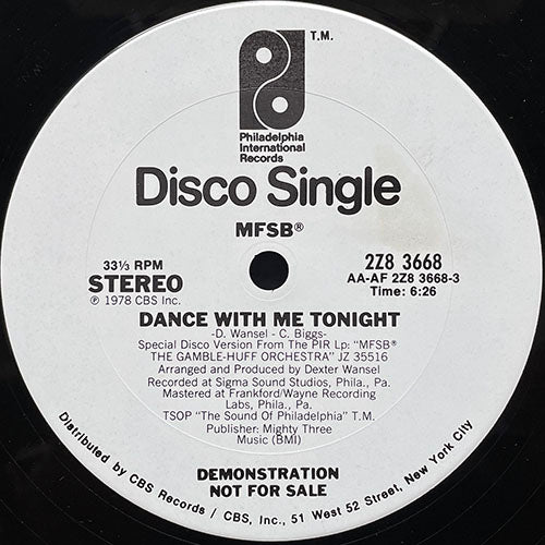 MFSB // DANCE WITH ME TONIGHT (6:26) / IS IT SOMETHING I SAID (6:02)