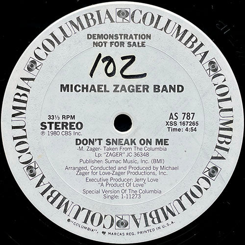 MICHAEL ZAGER BAND // DON'T SNEAK ON ME (4:54)