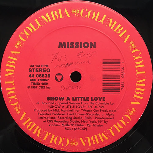 MISSION USA // SHOW A LITTLE LOVE (4:59) / (INST 7" VERSION) (4:20) / SENSUOUS MOOD (5:40)