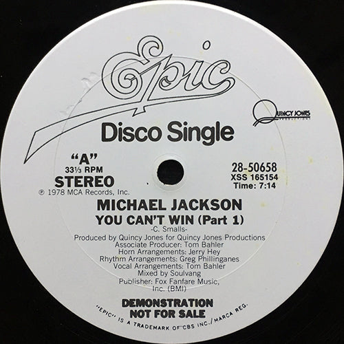 MICHAEL JACKSON // YOU CAN'T WIN (PART 1) (7:14) / (PART 2) (2:58)