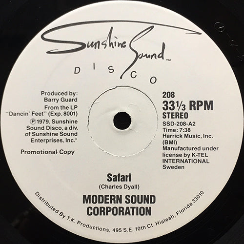 MODERN SOUND CORPORATION // SAFARI (7:38) / SAFARI (Pt. 2) (11:56)