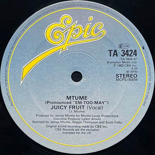 MTUME // JUICY FRUIT (5:55) / ("FRUITY" INSTRUMENTAL MIX) (7:04)