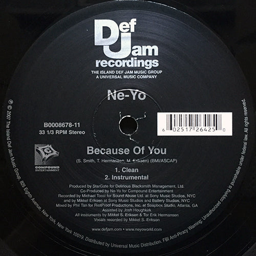 NE-YO // BECAUSE OF YOU (CLEAN) / (INSTRUMENTAL)