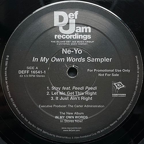 NE-YO // IN MY OWN WORDS SAMPLER (EP) inc. STAY / LET ME GET THIS STRAIGHT / IT JUST AIN'T RIGHT / SEXY LOVE / SIGN ME UP / GET DOWN LIKE THAT REMIX