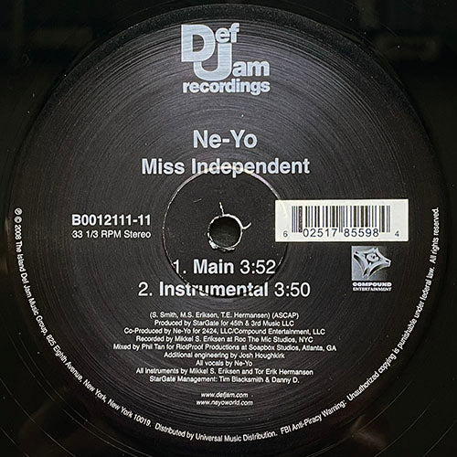 NE-YO // MISS INDEPENDENT (MAIN) / (INSTRUMENTAL)