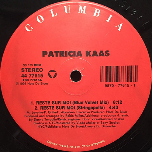 PATRICIA KAAS // RESTE SUR MOI (DANNY TENAGLIA REMIX) (5VER)