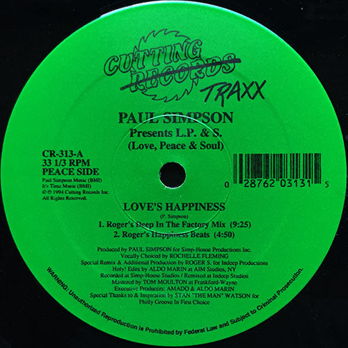 PAUL SIMPSON presents L.P. & S. (LOVE, PEACE & SOUL) // LOVE'S HAPPINESS (4VER)