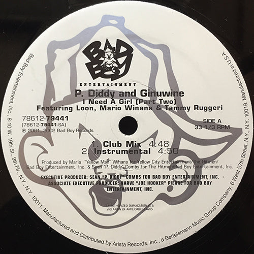 P. DIDDY and GINUWINE feat. LOON, MARIO WINANS & TAMMY RUGGERI // I NEED A GIRL (PART TWO) (2VER) / SO COMPLETE (REMIX) (2VER)