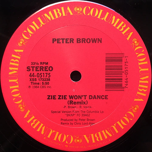 PETER BROWN // ZIE ZIE WON'T DANCE (REMIX) (5:50) / (DUB) (5:10)