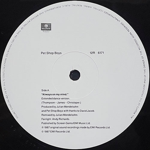 PET SHOP BOYS // ALWAYS ON MY MIND (EXTENDED DANCE VERSION) / (ORIGINAL) / DO I HAVE TO