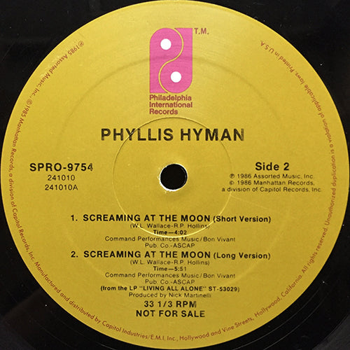 PHYLLIS HYMAN // OLD FRIEND (3:54/4:52) / SCREAMING AT THE MOON (4:02/5:51)