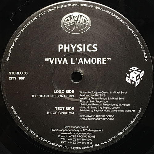 PHYSICS // VIVA L'AMORE (GRANT NELSON REMIX) / (ORIGINAL MIX)