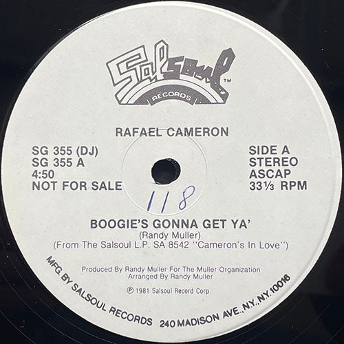 RAFAEL CAMERON // BOOGIE'S GONNA GET YA (4:50) / DAISY (2:10)