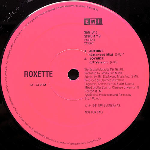 ROXETTE // JOYRIDE (EXTENDED MIX) (6:08) / (LP VERSION) (4:30) / (SINGLE RE-MIX) (4:04) / COME BACK (BEFORE YOU LEAVE) (4:34)