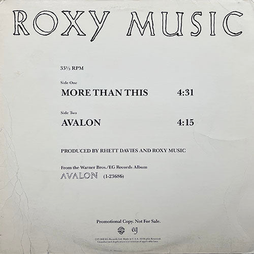 ROXY MUSIC // MORE THAN THIS (4:31) / AVALON (4:15)