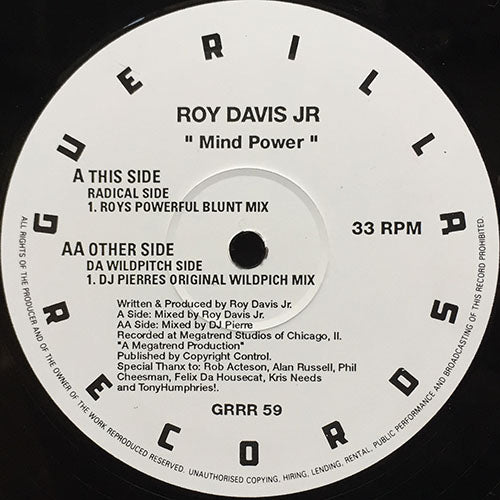 ROY DAVIS JR. // MIND POWER (ROYS POWERFUL BLUNT MIX) / (DJ PIERRE'S ORIGINAL WILDPITCH MIX)