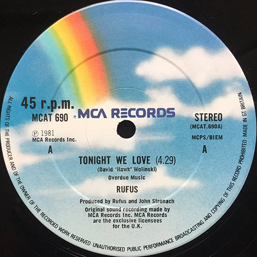 RUFUS // TONIGHT WE LOVE (4:29) / PARTY TIL' YOU'RE BROKE