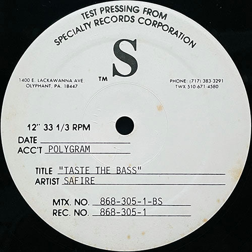 SAFIRE // TASTE THE BASS (3VER)