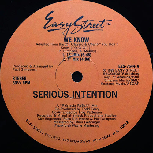 SERIOUS INTENTION // WE KNOW (2VER) / EVERYBODY KNOWS (TRACKMENTAL MIX)