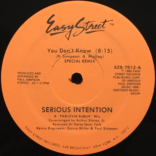 SERIOUS INTENTION // YOU DON'T KNOW (SPECIAL REMIX) (3VER) / ANTHONY KNOW'S (ACAPELLA MIX) (1:40)